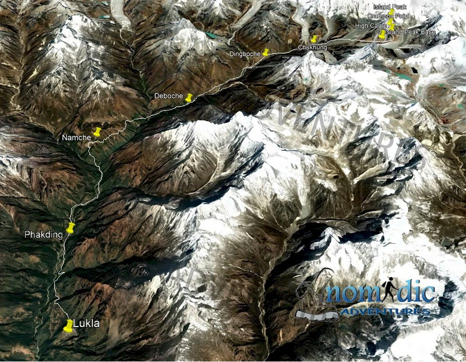 Island Peak climb trek map
